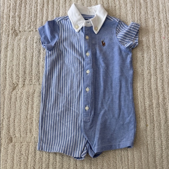 Ralph Lauren Kids Blue and White Striped Button-Down Shirt - Picture 1 of 3